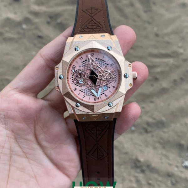 Rose Gold Brown Leather Watch for Men – Luxury Modern