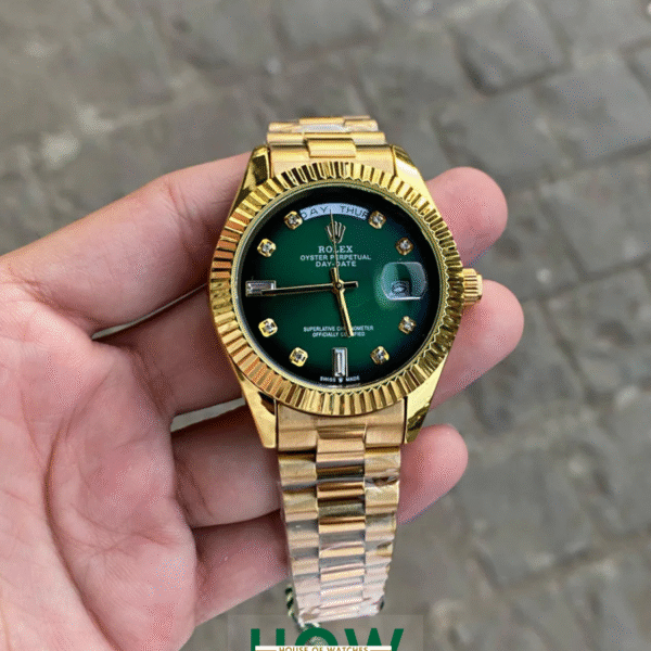 Gold Green Dial Watch for Men – Prestige Luxury Style