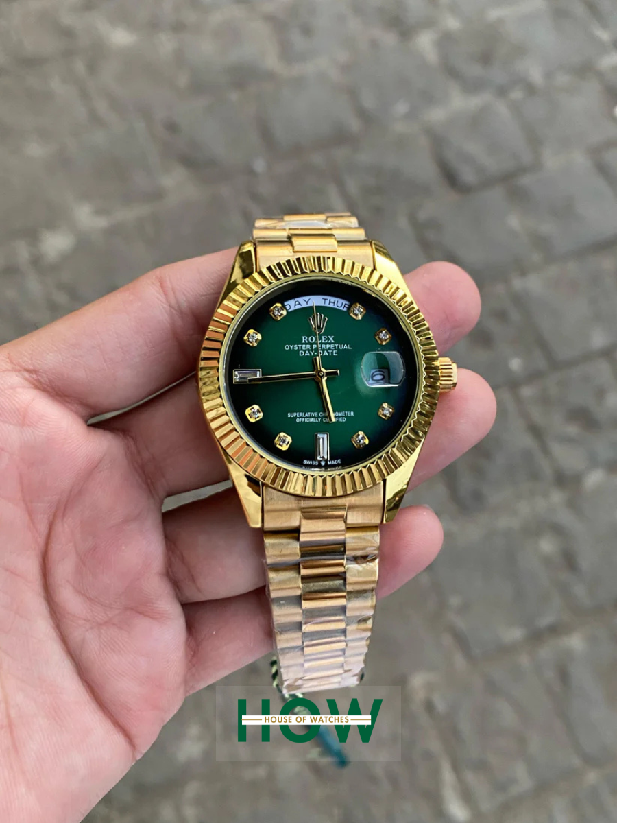 1 Gold Green Dial Watch for Men – Prestige Luxury Style - Image 1