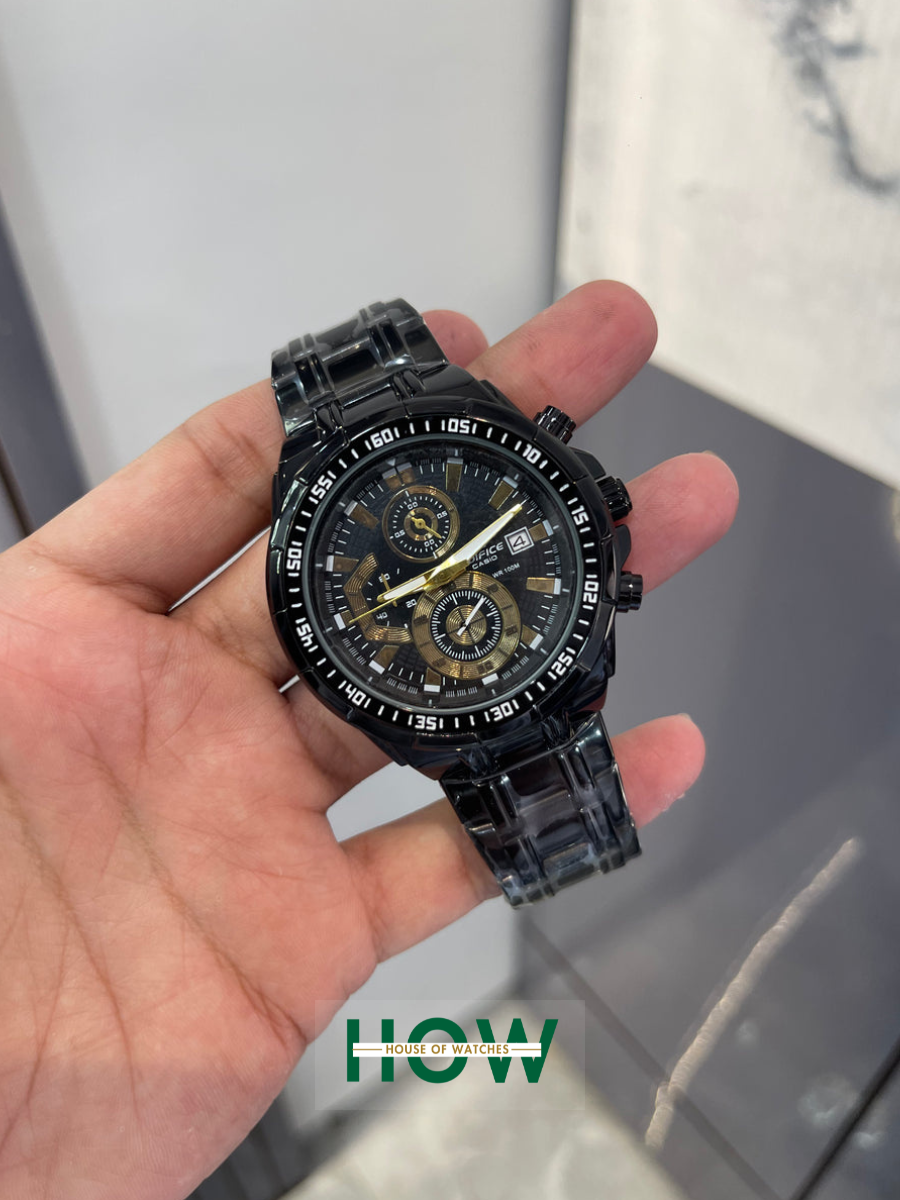 1 Black & Gold Chronograph Watch for Men – Bold Premium - Image 1