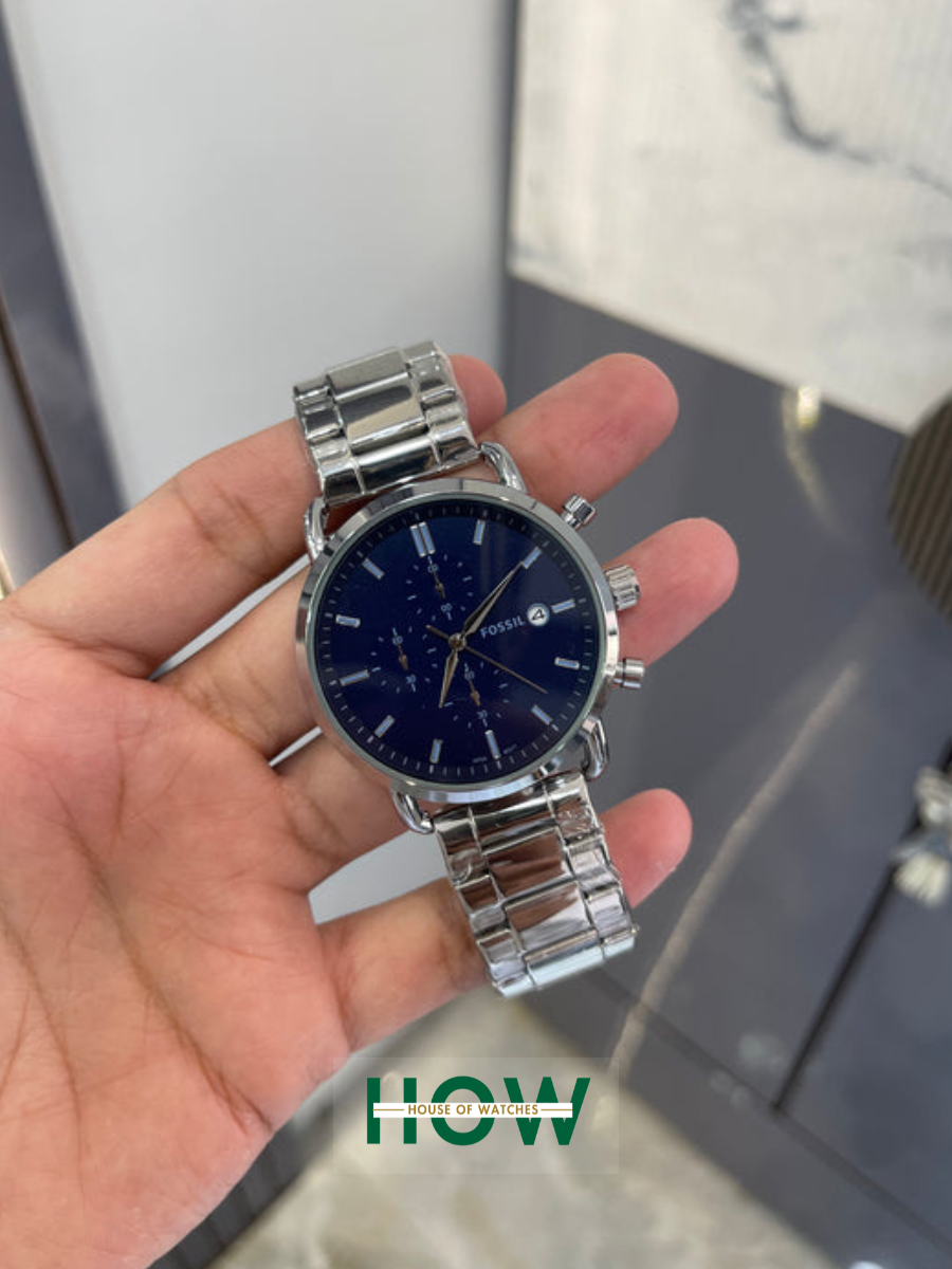 1 Blue Dial Silver Chronograph Watch for Men – Luxury Feel - Image 1