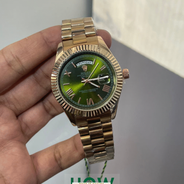 Green Dial Rose Gold Watch for Men – Prestige Luxury Look