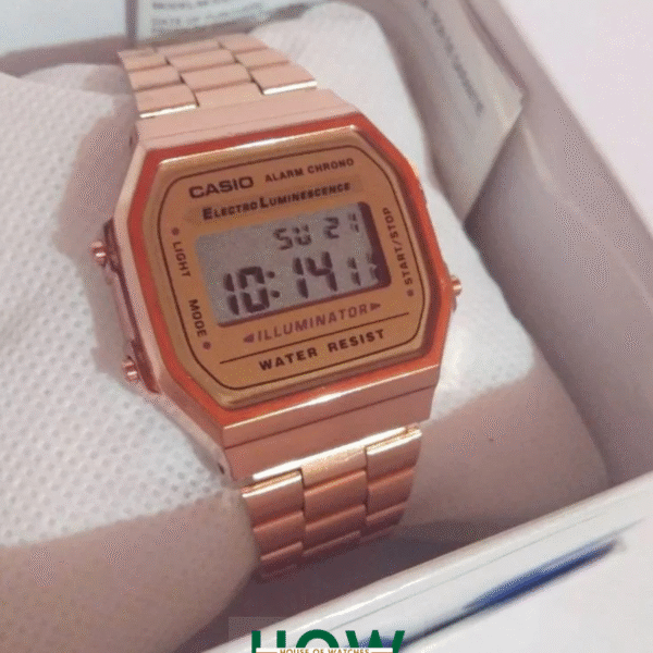Rose Gold Retro Digital Watch for Women – Trendy Style