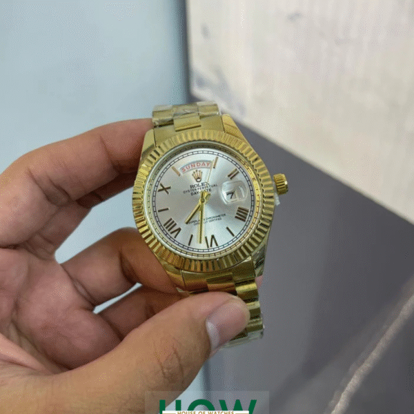 Gold Dial Automatic Watch for Men – Champagne Luxury Vibe