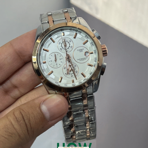 Silver Dial Two-Tone Watch for Men – Elegant Chronograph