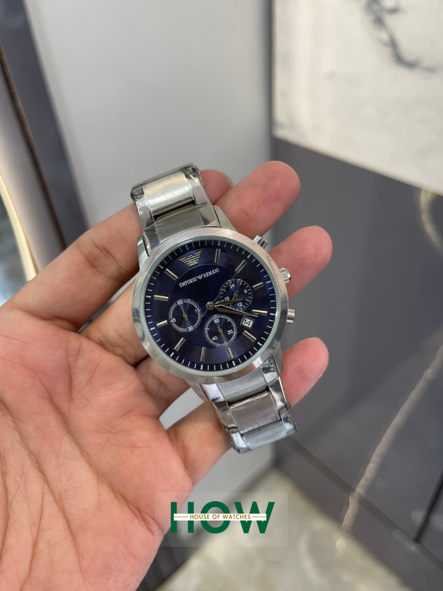 6 Blue Dial Chronograph Watch for Men – Elegant Modern - Image 1