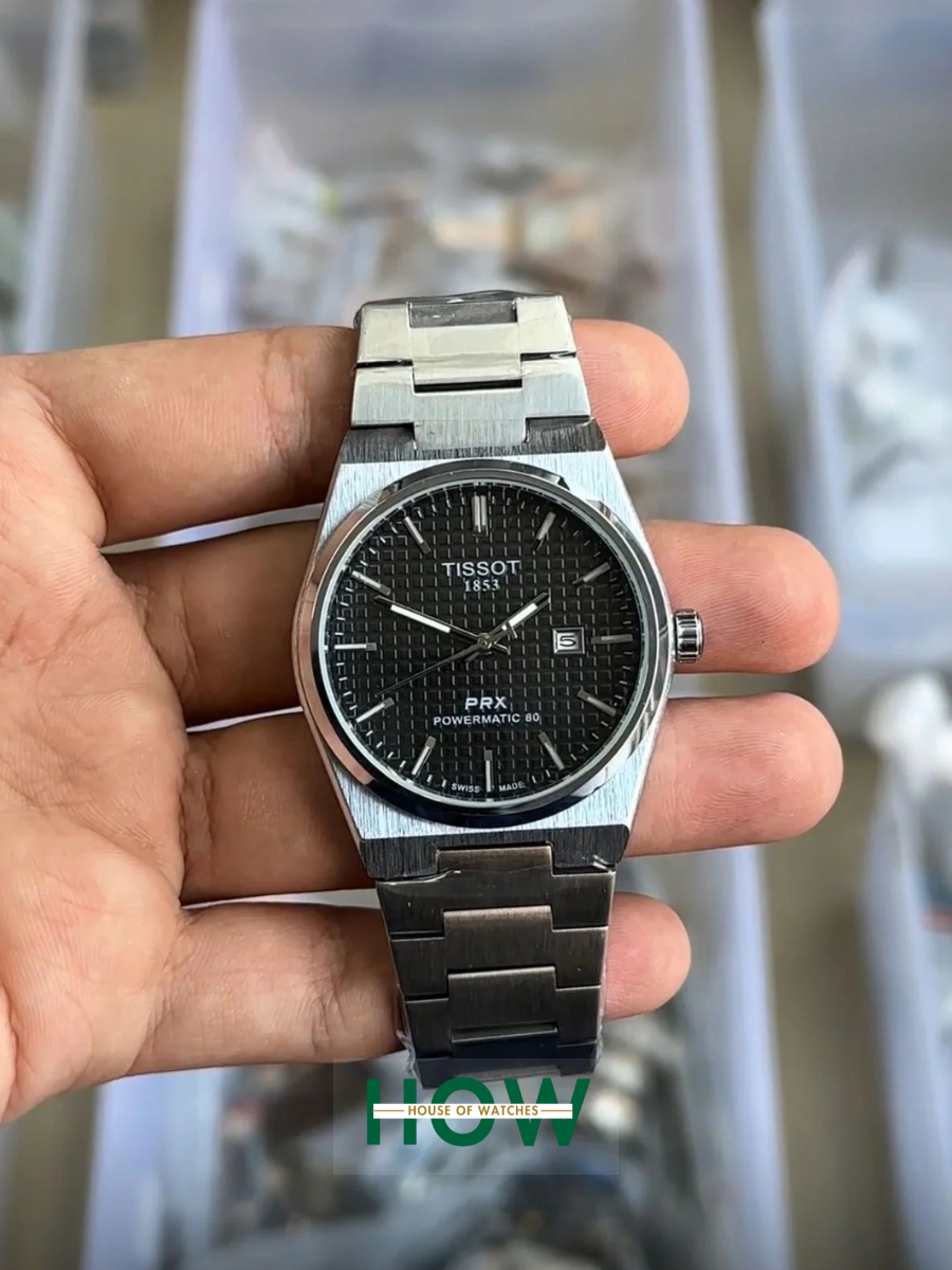 HOW0001 Silver Colour Black Dial Classic Analog Watch For Men - Image 1