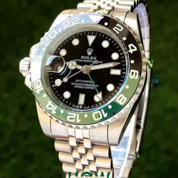 Dual-Tone Bezel GMT Sports Watch – Black Dial Edition