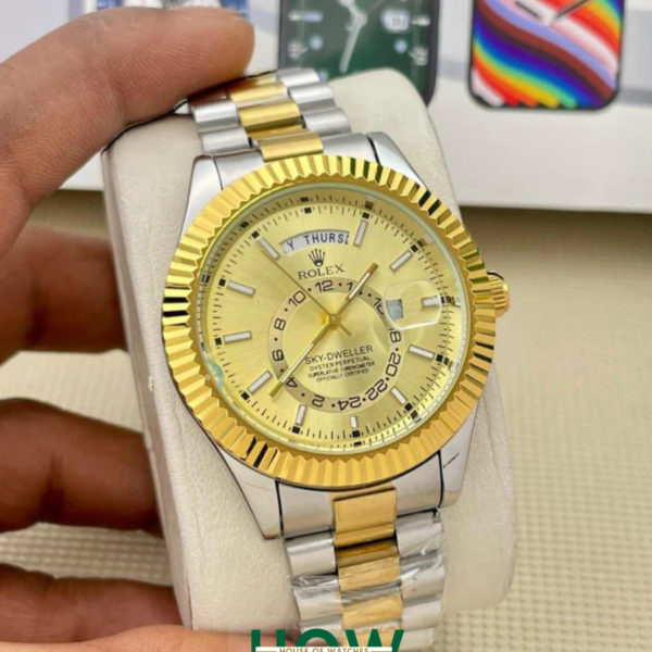 Stainless Steel Golden Dial & Jubli Chain Strap Watch