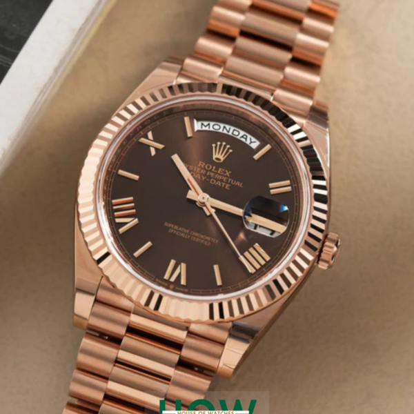 Luxury Rose Gold Day-Date Watch – Brown Dial Edition