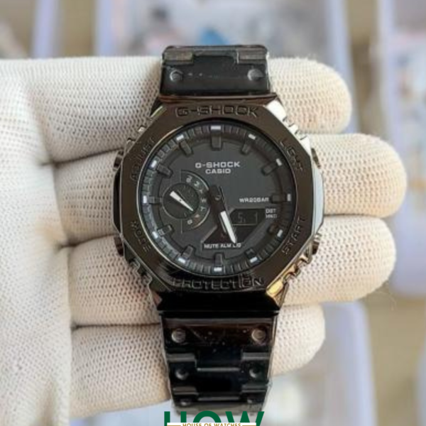 Men’s Stylish Analog-Digital Watch with Metal Bezel