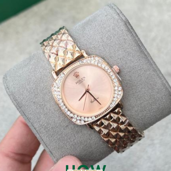 Classic Rose Gold Finish Pink Dial Dress Watch