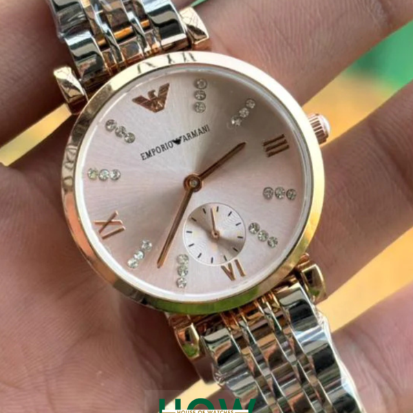 Elegant Pink Dial Stainless Steel Women’s Watch