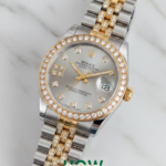 Luxury Two-Tone Gold Grey Dial Automatic-Style Women’s Watch