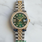Luxury Two-Tone Gold Green Dial Automatic-Style Women’s Watch