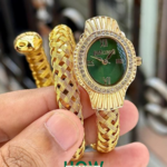 Elegant Snake-Style Silver Case White Dial Women's Watch
