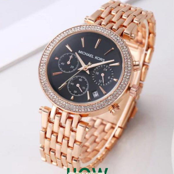 Elegant Crystal Bezel Chronograph Women’s Watch