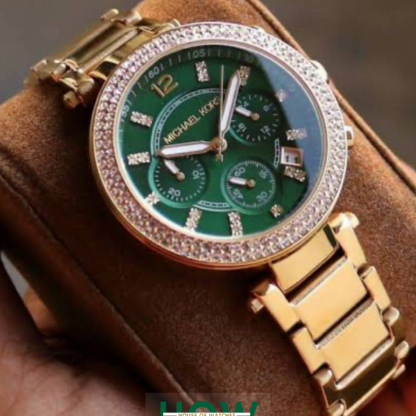 Elegant Crystal Bezel Chronograph Women’s Watch