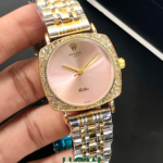 Elegant Two-Tone Case Pink Dial Formal Women's Watch