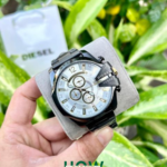 Luxury White Case Silver Dial Chronograph Watch
