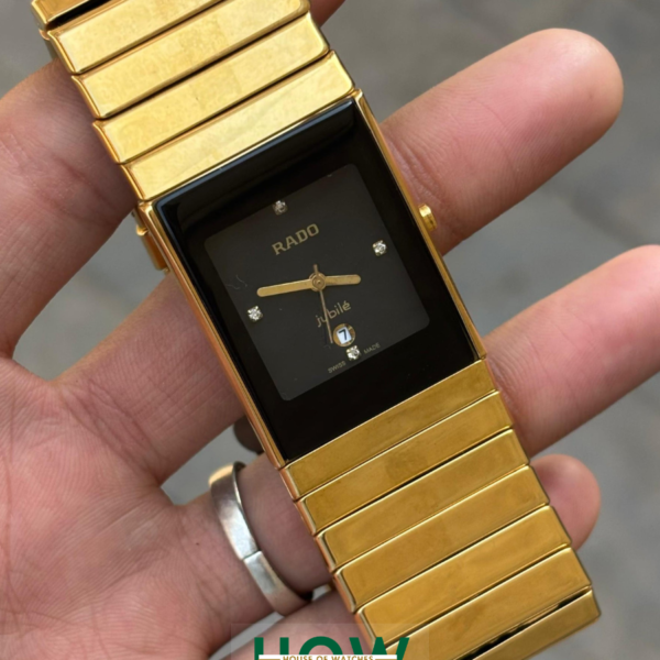 Elegant Black Dial Gold Finish Watch