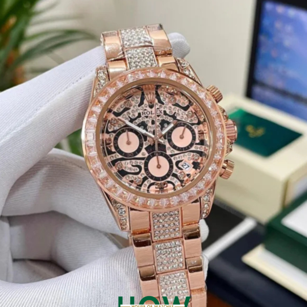Luxury Rose Gold Tiger Eye Chronograph Watch