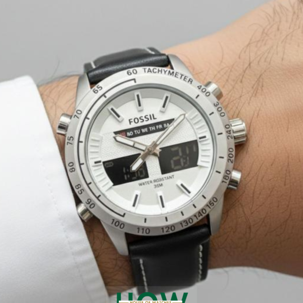 Luxury White Dial Leather Chronograph Watch