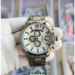 Luxury White Case Silver Dial Chronograph Watch