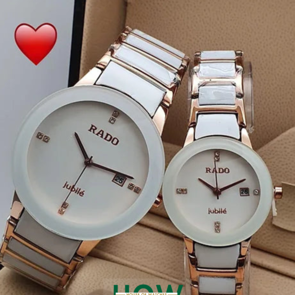 Classic White Dial Matching Watch Set