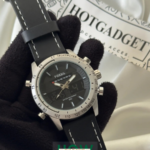 Luxury Black Dial Leather Chronograph Watch
