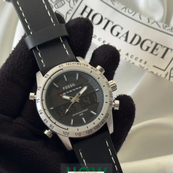 Luxury Black Dial Leather Chronograph Watch