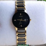 Premium Gold-Tone Black Dial Analog Watch