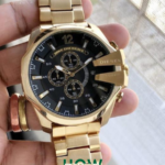 Luxury Rose Gold Case Silver Dial Chronograph Watch